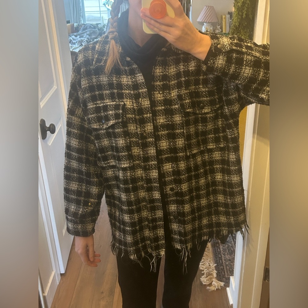 Zara Black and White Plaid Jacket- sz L